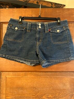 Levi's Dark Blue Denim Low-Rise Jean Shorts